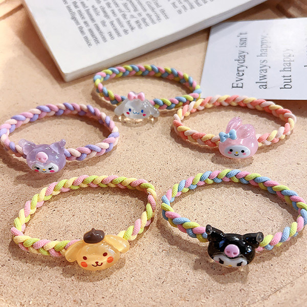 Tecknad Cinnamoroll Kuromi hårrep och färgglada hårband flickor A1