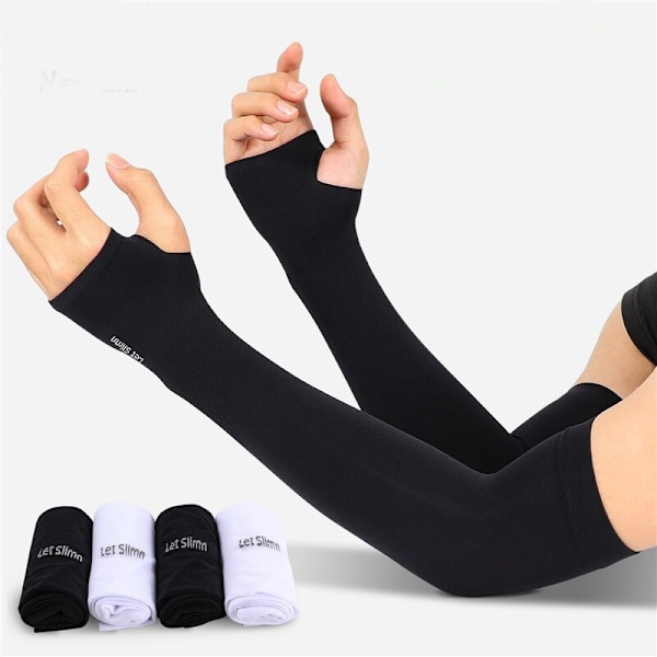 Käsivarsi Hihat Ice Fabric Hengittävä Quick Dry Running Sportswear White