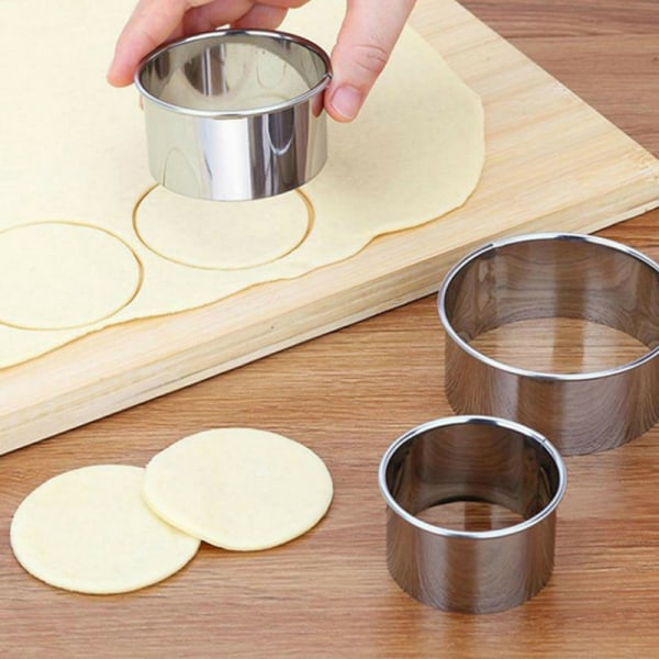 5 sett rund sirkel i rustfritt stål Cookie ter Biscuit DIY Bakin One Size