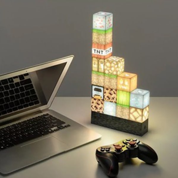 firkantet byggeklosslampe gjør-det-selv kreativ nyhet sømlampe