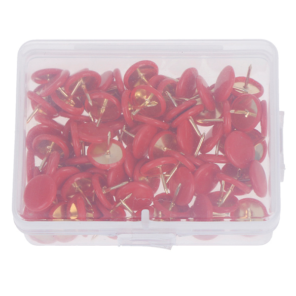 100 stk. runde trykstifter Opslagstavle Kort Tommelfinger Tacks Point Bulle Red
