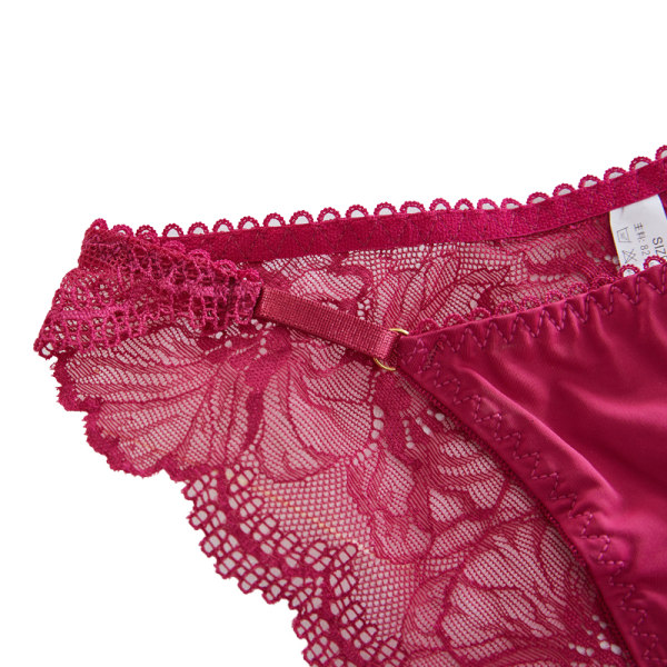 Seksikäs läpinäkyvät pikkuhousut naisten mesh kiinteät alushousut Casual Se Wine red - 1pc XL