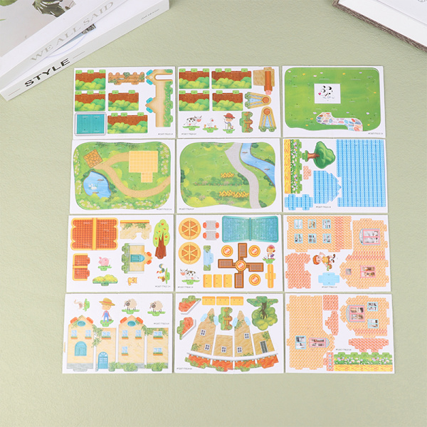 1Set DIY 3D-pusselkort Handgjorda husmodell barn Assemblin 11*9.8CM