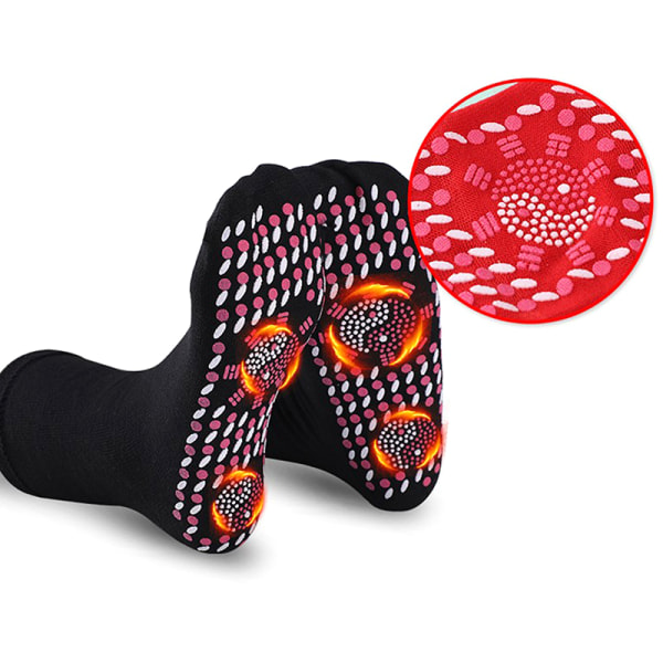 Selvoppvarmende magnetsokker for kvinner Menn Selvoppvarmede sokker Tou Black