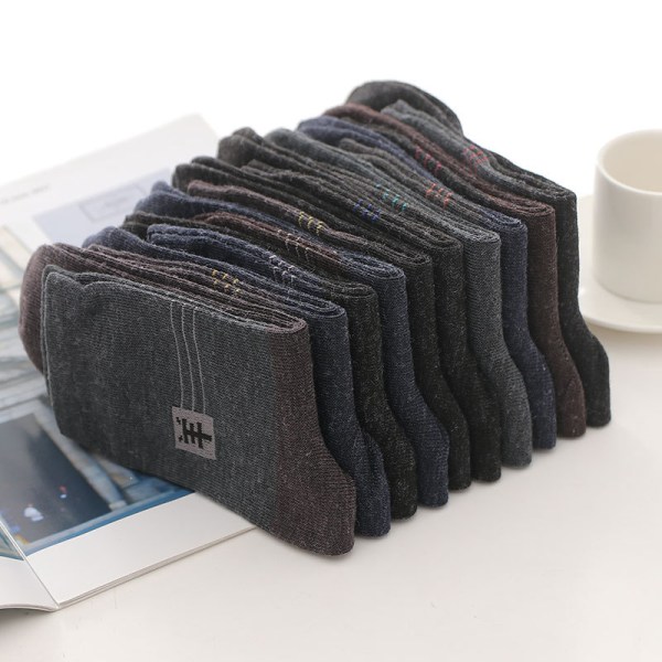 10st=5par herr vinter tjock varmrandig ullstrumpa Casual B Color Random 5 Pairs