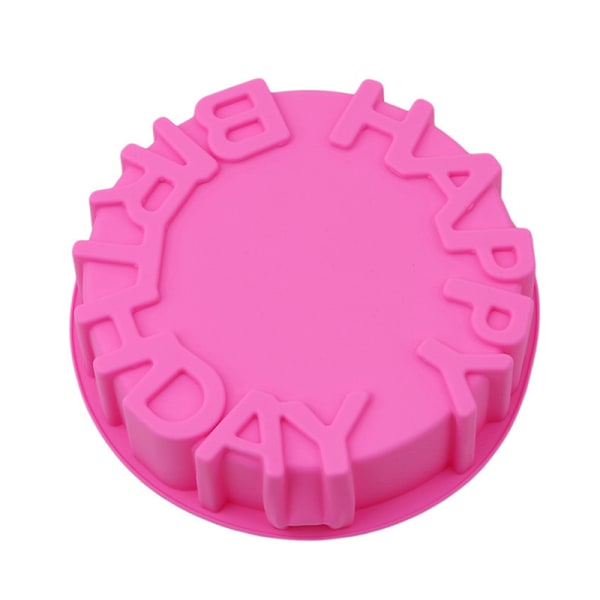 Tillykke med fødselsdagen bradepande rund mousse silikoneform DIY kage B Pink