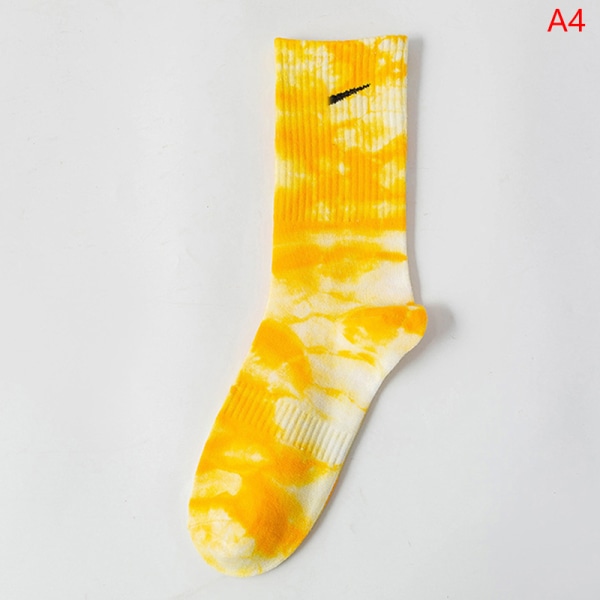 Tie-dye Socks European and Street Ins Hip-hop Tide Brand Coupl Yellow