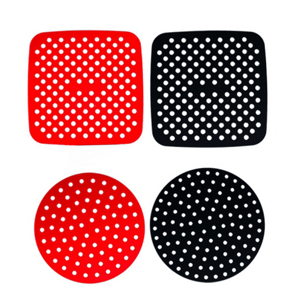 Air Fryer Liner Air Fryer Mat Non-stick Silikoni Fryer Basket F Red round 8in