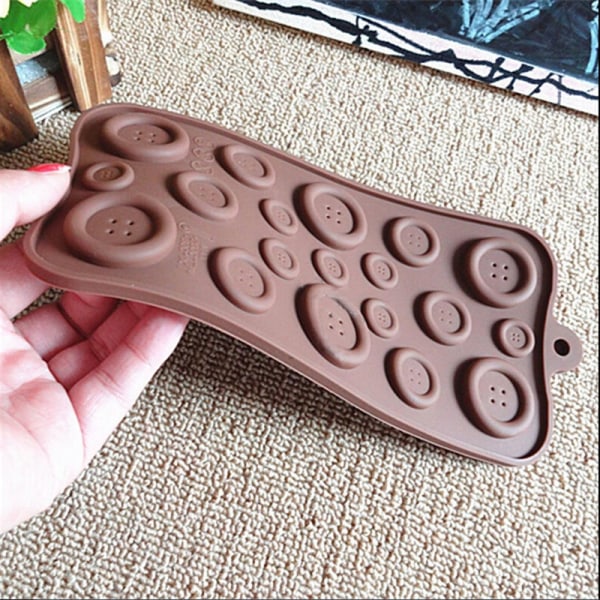 1X DIY-knappformet sjokoladefondantform Silikonformer Moul