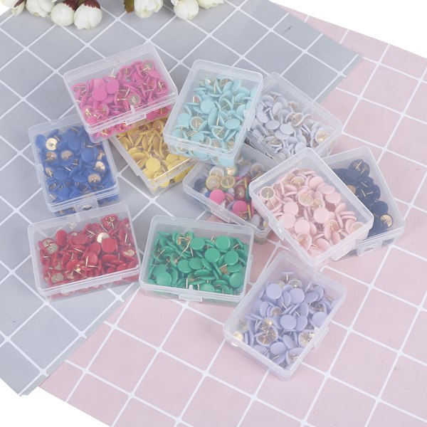 100 stk. runde trykstifter Opslagstavle Kort Tommelfinger Tacks Point Bulle Multicolor