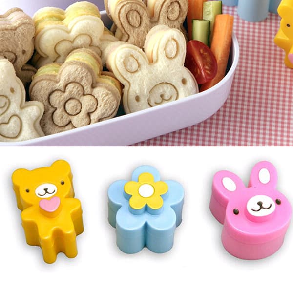 3 stk Sandwich Crust ter Cookie Bread Mold Bento Maker  Panda F Multi-color One Size