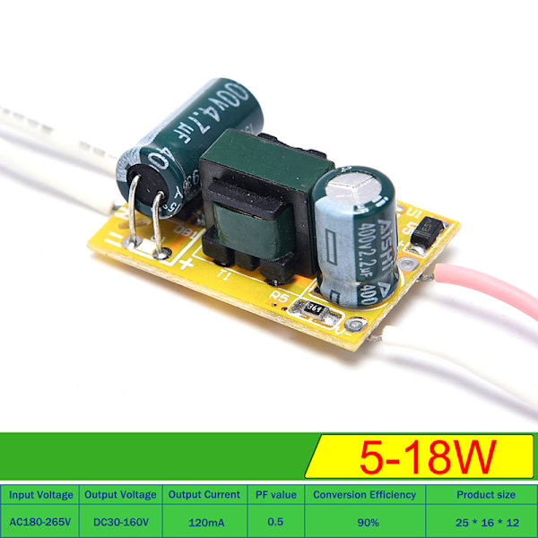 3W 5W 8W 18W 36W LED Light Driver Supply Transformator Radiating 5-18W