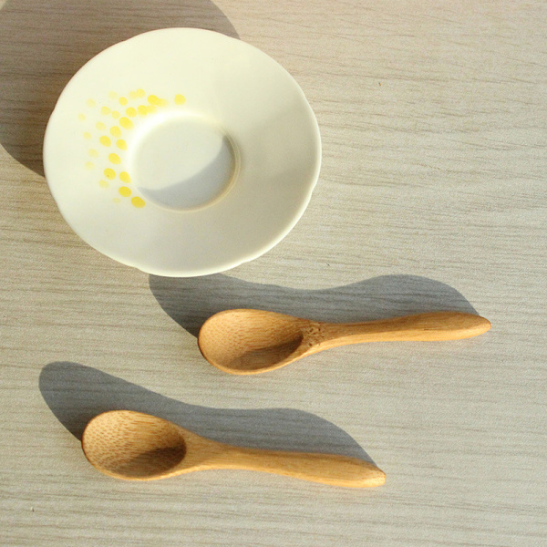 Ny lille træ baby honning kaffeske Krydderi ske 9,2*2. 2 pcs