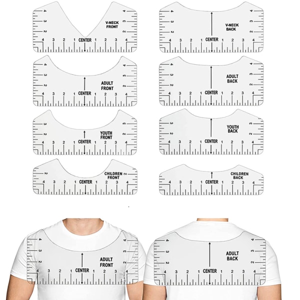 8 Stk T-shirt Lineal Guide V Neck Alignment Tool To Center Desig