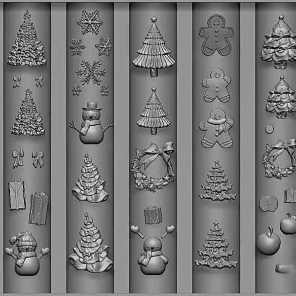1 stk. Neglekunstformer Silikon Stencilc e Julemal D one size