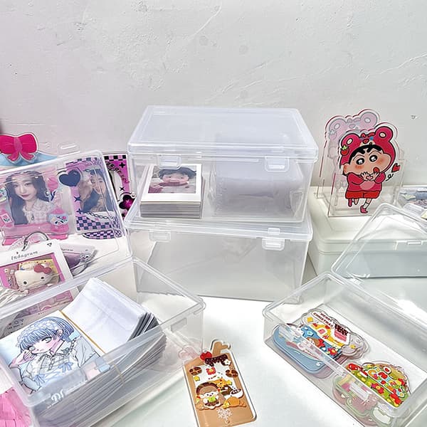 INS Transparent Plastic Opbevaringsboks Fotokort Holder Skrivebord Stor A3