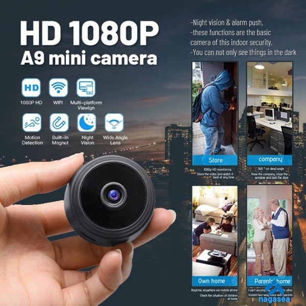 720P/1080P Kamera A9 Mini Wifi Kamera Trådlös fjärrövervakning White