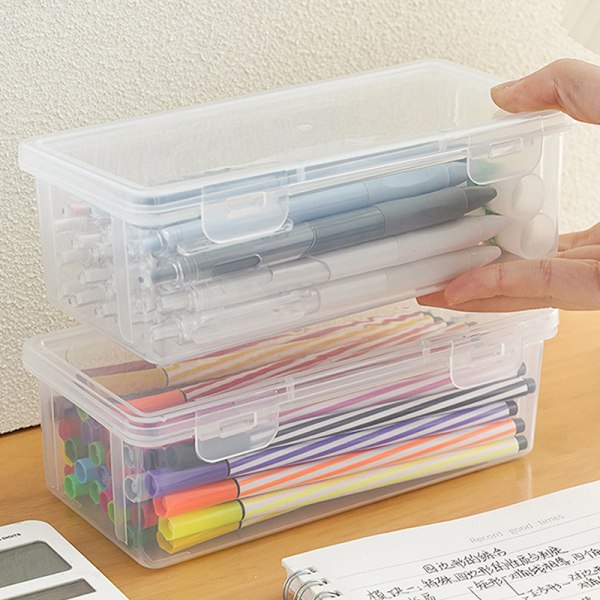 Läpinäkyvä lyijykynä muoviseen kynälaatikkoon Crayon Pen Storage Bo onesize