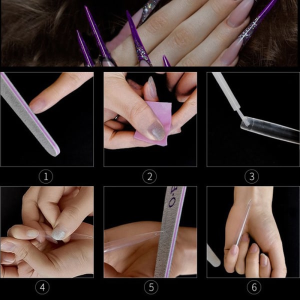 10 Stk Stiletto Nail Tips Ekstra Lang Form Klar Halv Deksel Fals Nude 1