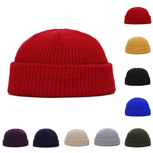 Unisex Mænd Kvinder Beanie Hat Varm Ribbet Winter Turn Ski Fisherm Khaki