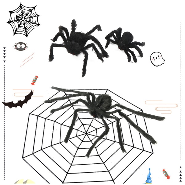 30/60/75/90/125 cm svart edderkoppnett for Halloween hjemsøkt A9(2.5 white web)