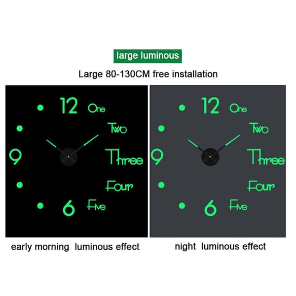 Luminous Wall Clock Glow 100cm Stora hängande klockor DIY Digital 40cm