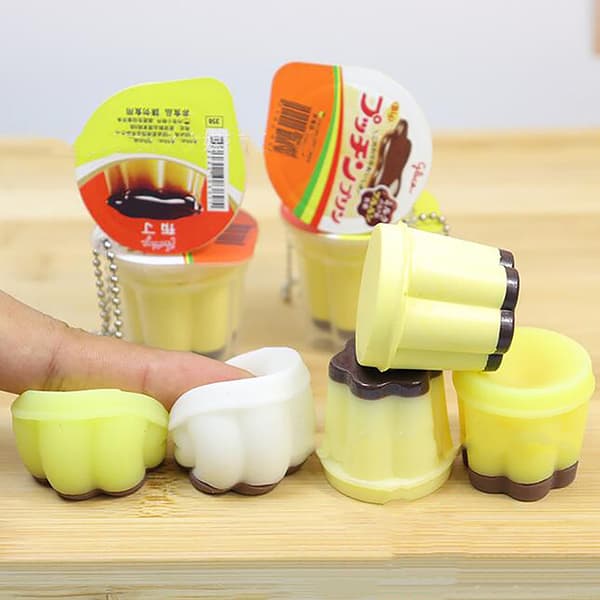 Novelty Pudding Pendant Play Reduce Pressure Keychain Stress R A