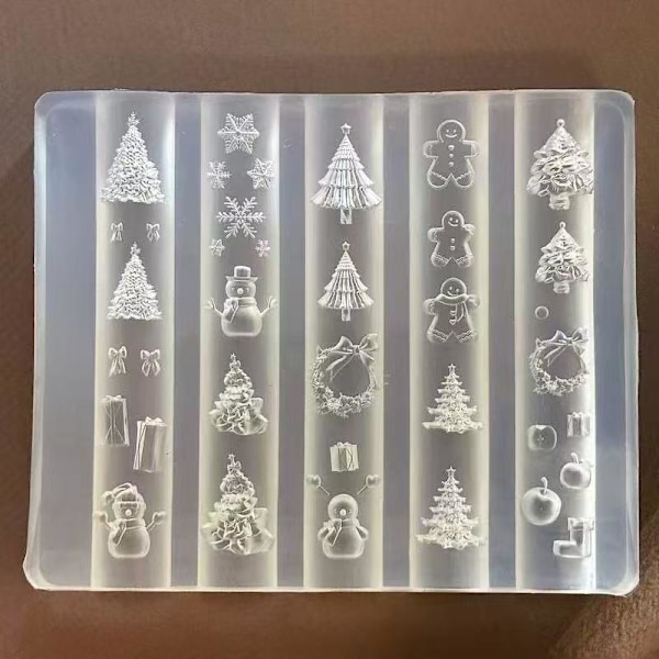 1 stk. Neglekunstformer Silikon Stencilc e Julemal D one size