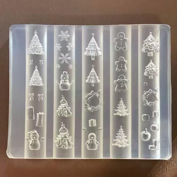 1 Stycke Nagelkonstformar Silikonstencil Julmall D one size