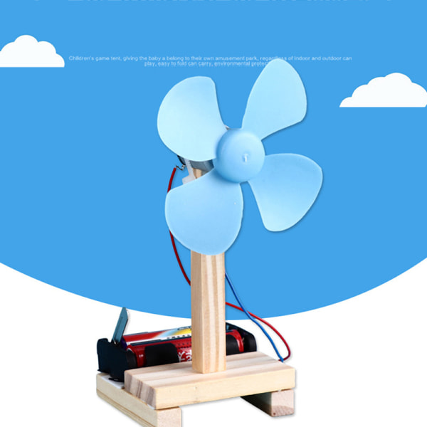 1Pc Blue DIY Electric Fan Experiment Model Physics Science Elem One Size