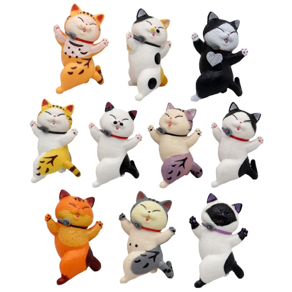 10 stk Toy Cat Collection Morsomme miniatyrer Lucky Cat Ornament D as the picture One Size