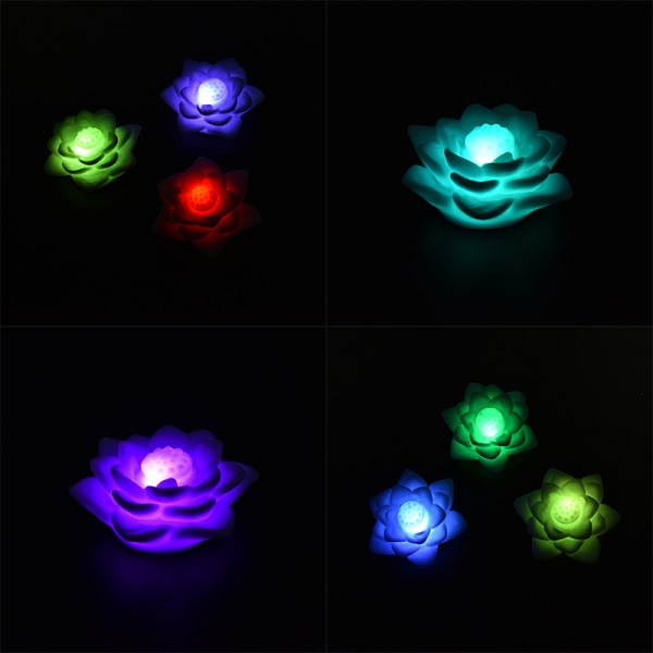 Romantisk 7-farger skiftende Lotus Flower LED-festlys