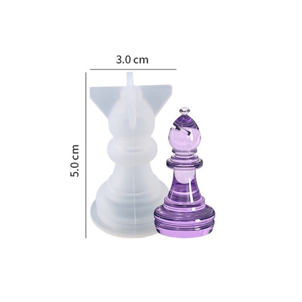 1Pc DIY skakstykke Krystal Epoxyharpiksform Queen King 3D Ches bishop