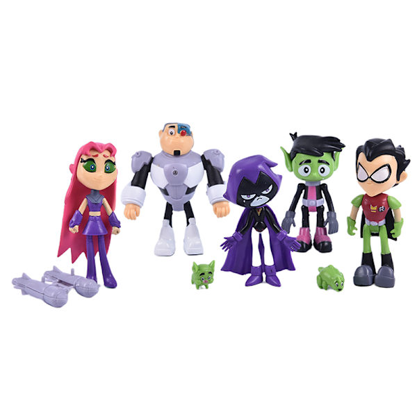 7 stk/sett Teen Titans Go Robin Cyborg Beast Boy Raven Action Fig as the picture