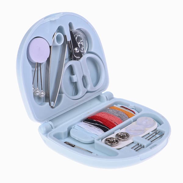 Bærbart sysæt Mini-syboks fingerbøl Knapper Pin Home S Light blue