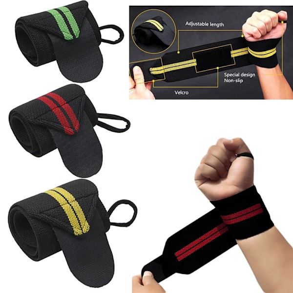 1 styks vægtløfterrem Fitness Gym Sport Wrist Wrap Banda Green