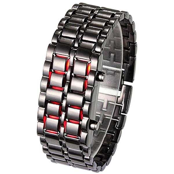 lava Style Mænd Jern Metal LED Digital Sport Armbåndsur Par Black+Red led