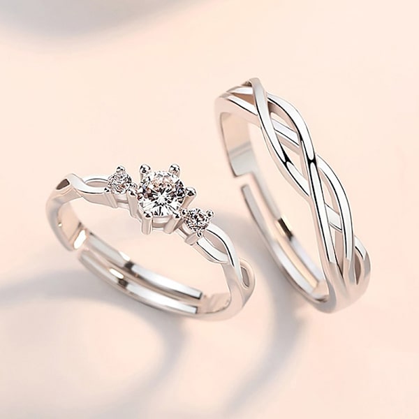 Romantic The Little Prince Fox Couples Rings e Open Justerbar A9