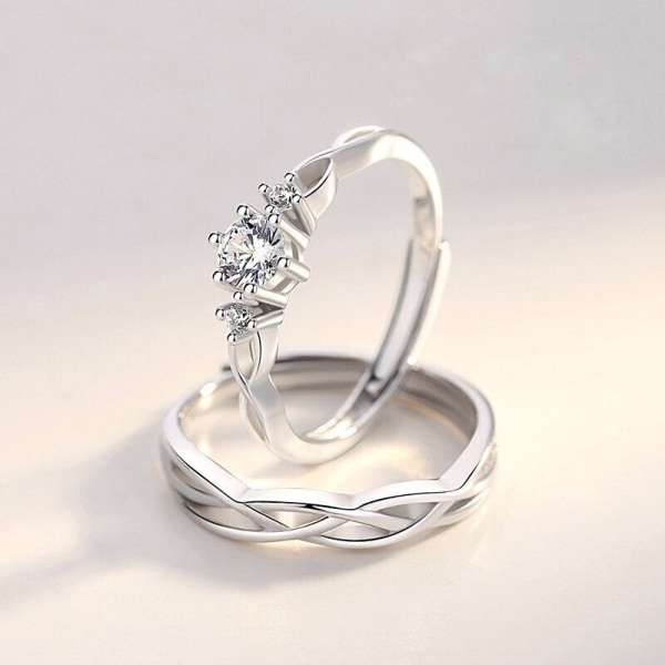 1 par parring krystal diamant bryllup forlovelsessmykker annonce A