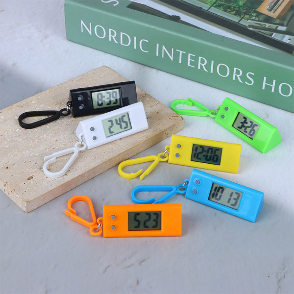 Mini elektroninen watch Unisex opiskelijakellon ripustusavain Orange