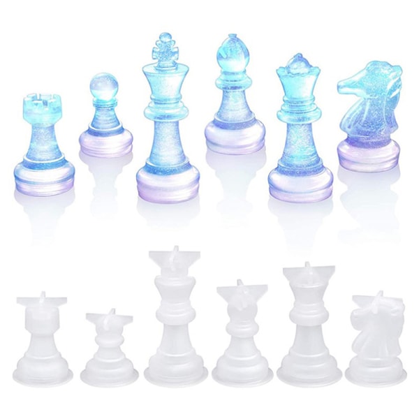 1Pc DIY skakstykke Krystal Epoxyharpiksform Queen King 3D Ches knight