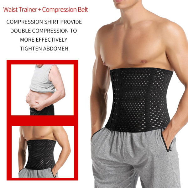 Miesten laihtumiseen Body Shaper Waist Trainer Trimmer Belt Corset For Black 2XL