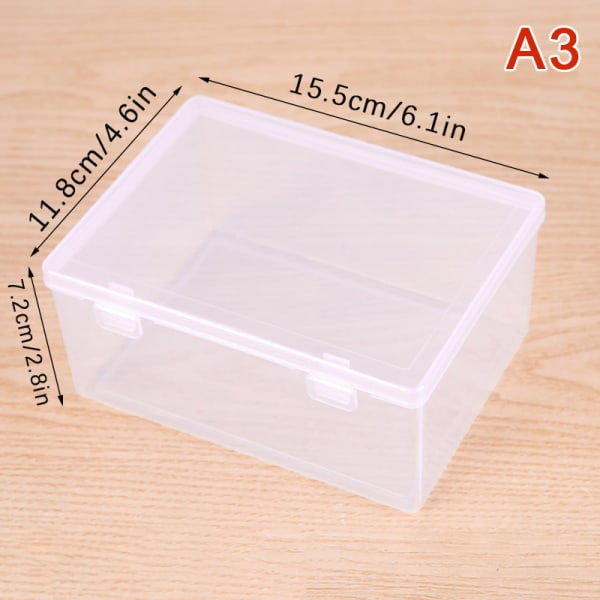 INS Transparent Plastic Opbevaringsboks Fotokort Holder Skrivebord Stor A4