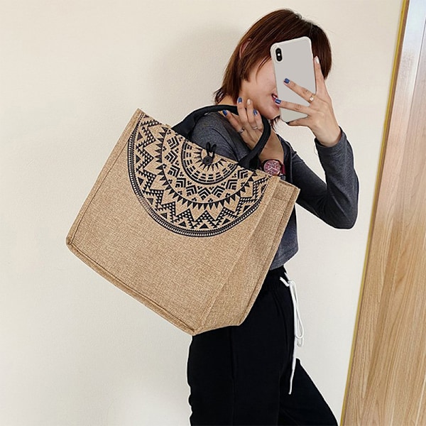 Canvas Handväskor För Kvinnor Mode Tote Strandväskor Återanvändbar Butik 1pc