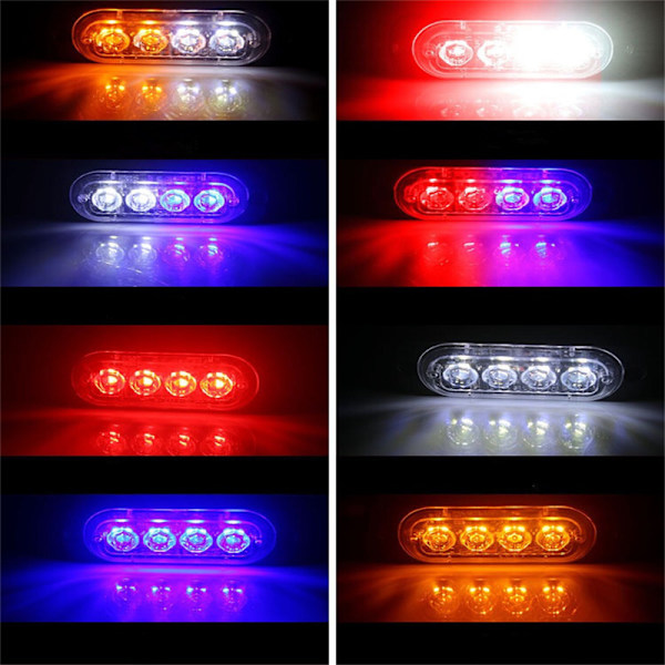 4LED bilvarningsljus Grill Blinkande haveri Nödlysdiod S Red 2 pcs