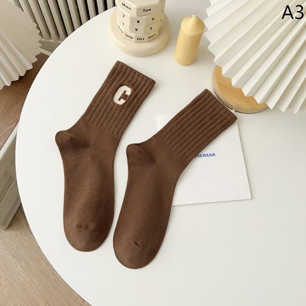 Dam Letter C Print Strumpor Dam Kort strumpa För Cykling e Solid Khaki