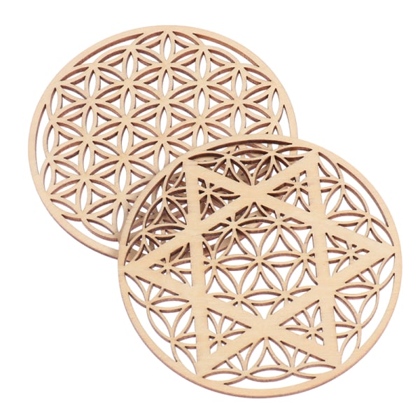 1PC Creative Chakra Pattern Coaster Træ Livets blomst Naturlig A 5 pcs