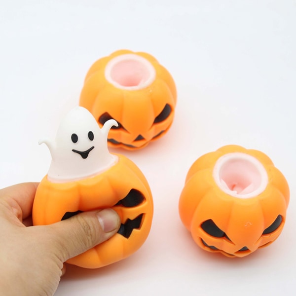 Halloween Pumpkin Ghost Dekompressionsleksak Gummi Bouncy Ball K Random colors 2 PCS