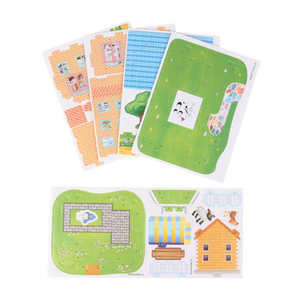 1Set DIY 3D-pusselkort Handgjorda husmodell barn Assemblin 11*9.8CM
