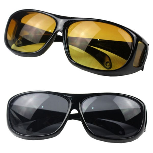 Unisex HD Night Vision Driving Solglasögon fina Over Wrap Around Black One Size